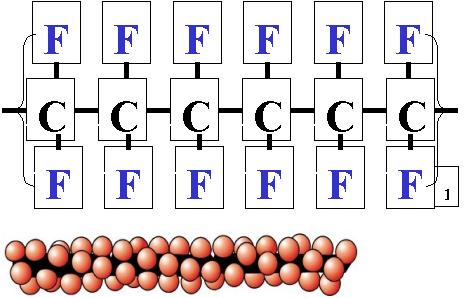 PTFE 的分子結(jié)構(gòu)圖