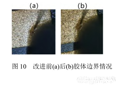 圖10改進前(a)后(b)膠體邊界情況